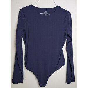 Pumiey Women's Scoop Neck Long-Sleeve Bluish Purple Bodysuit Size XL Snap Crotch